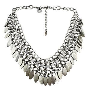 Abercrombie and Fitch Y2K Scale Fringe Industrial Silver Tone Collar Necklace